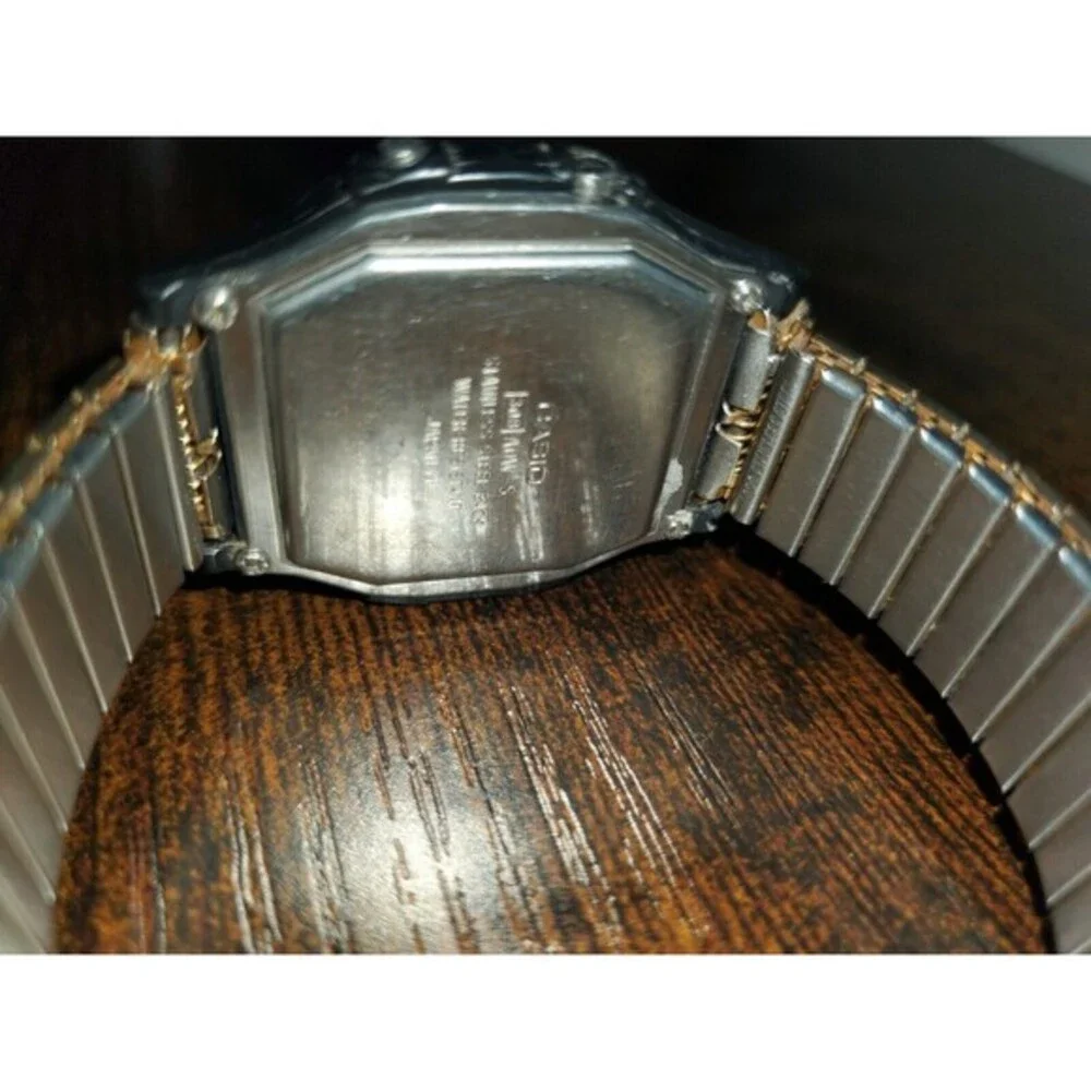 Casio Quartz‎ Analog Digital Watch Black Gold Parts Only Repair Vintage